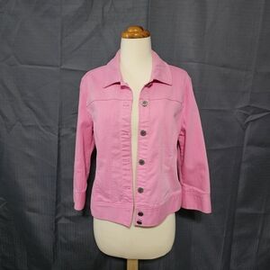 Christopher & Banks Pink Denim Jacket Stretch Size M Women's Casual